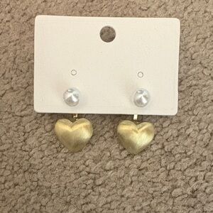 Elegant Gold Heart and Pearl Earrings